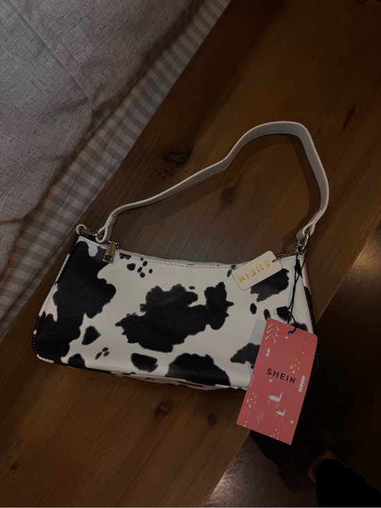 SHEIN Handbags - SHEIN Black and White Cowhide Pattern Shoulder Bag